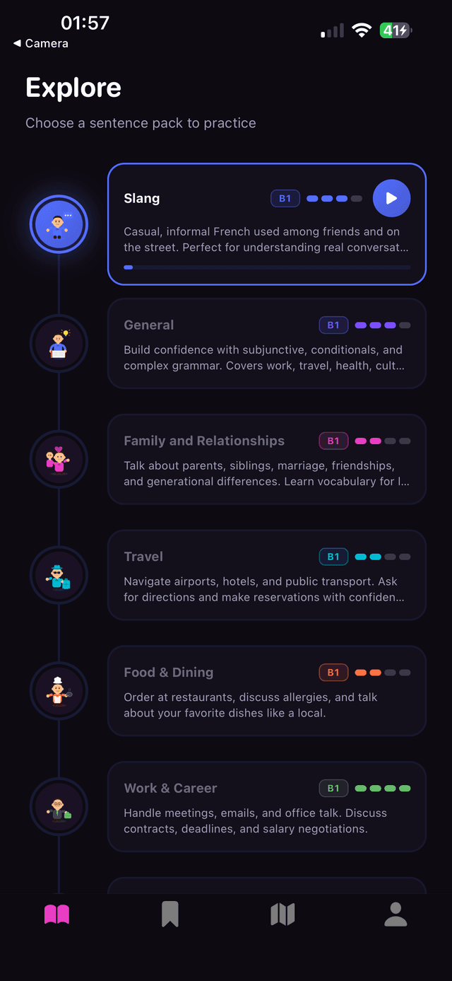 Franzone app — Explore topics
