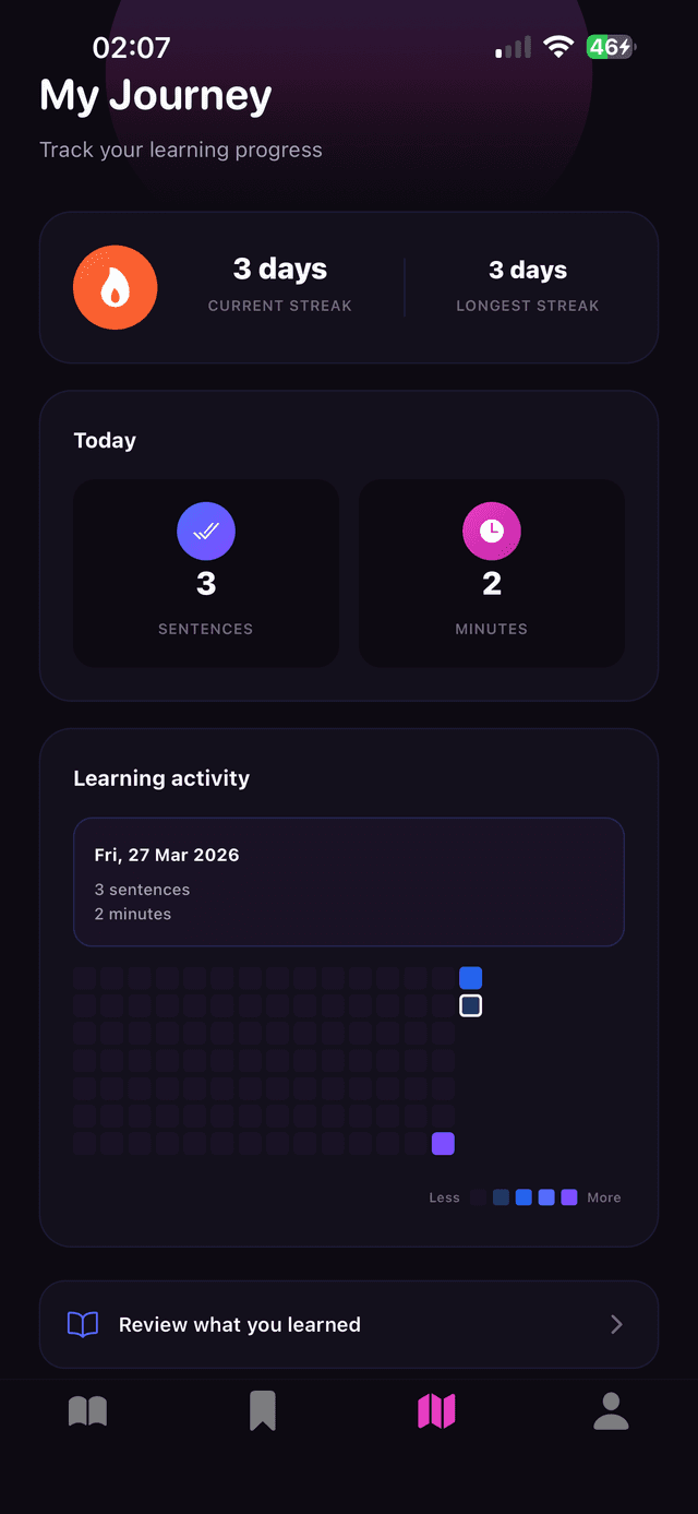 Franzone — My Journey screen
